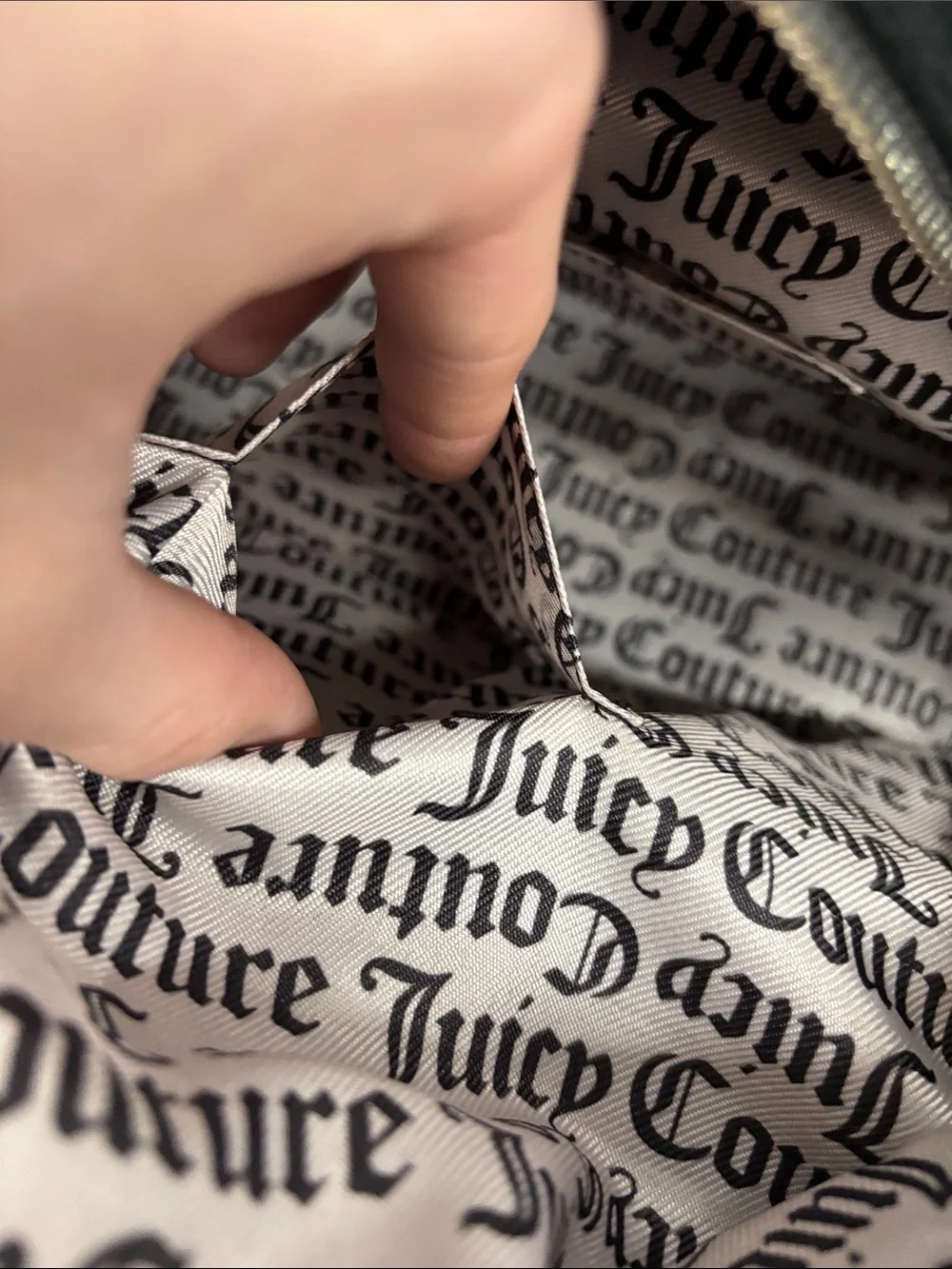 Juicy Couture Black Velour Weekender Bag with Pink Bow Charm